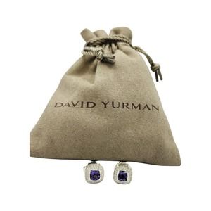 David Yurman Sterling Silver Petite Albion Amethyst & Diamonds Earrings